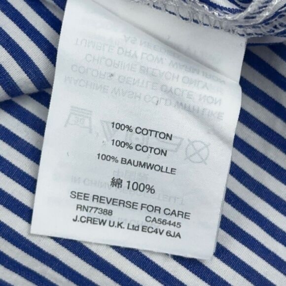 J Crew Top Womens 16 Funnelneck Striped Shirt Button Shoulder Blue White G9944 - Picture 7 of 9